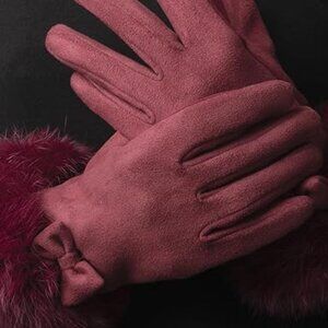 Women Suede Touch Screen Gloves